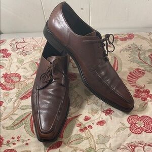 Salvatore Ferragamo Brown Pebble Leather Lace Up Sleek Square Oxfords Shoes